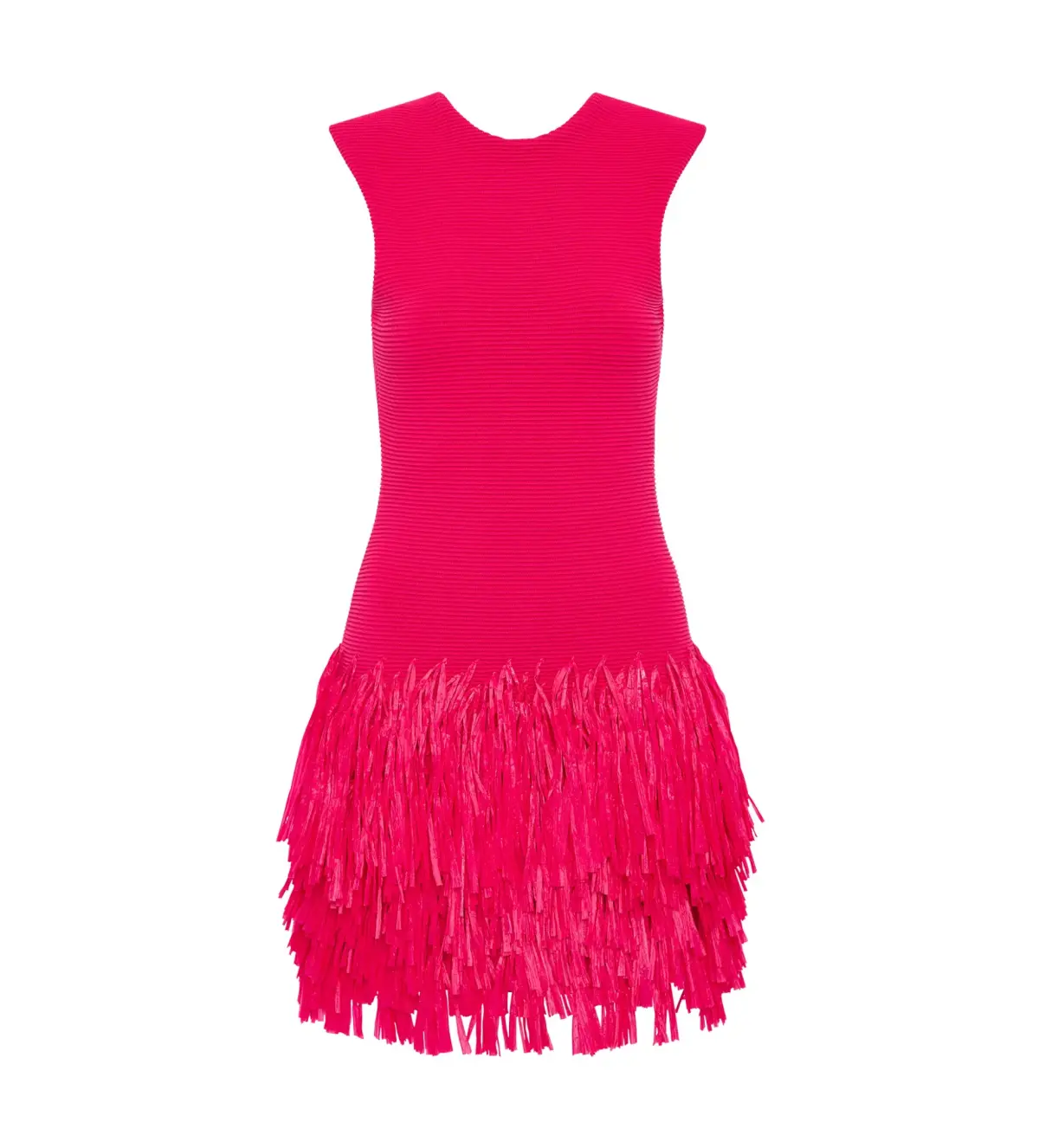 Aje Rushes Raffia Knit Mini Dress Deep Fuschia Size 12 - Image 4