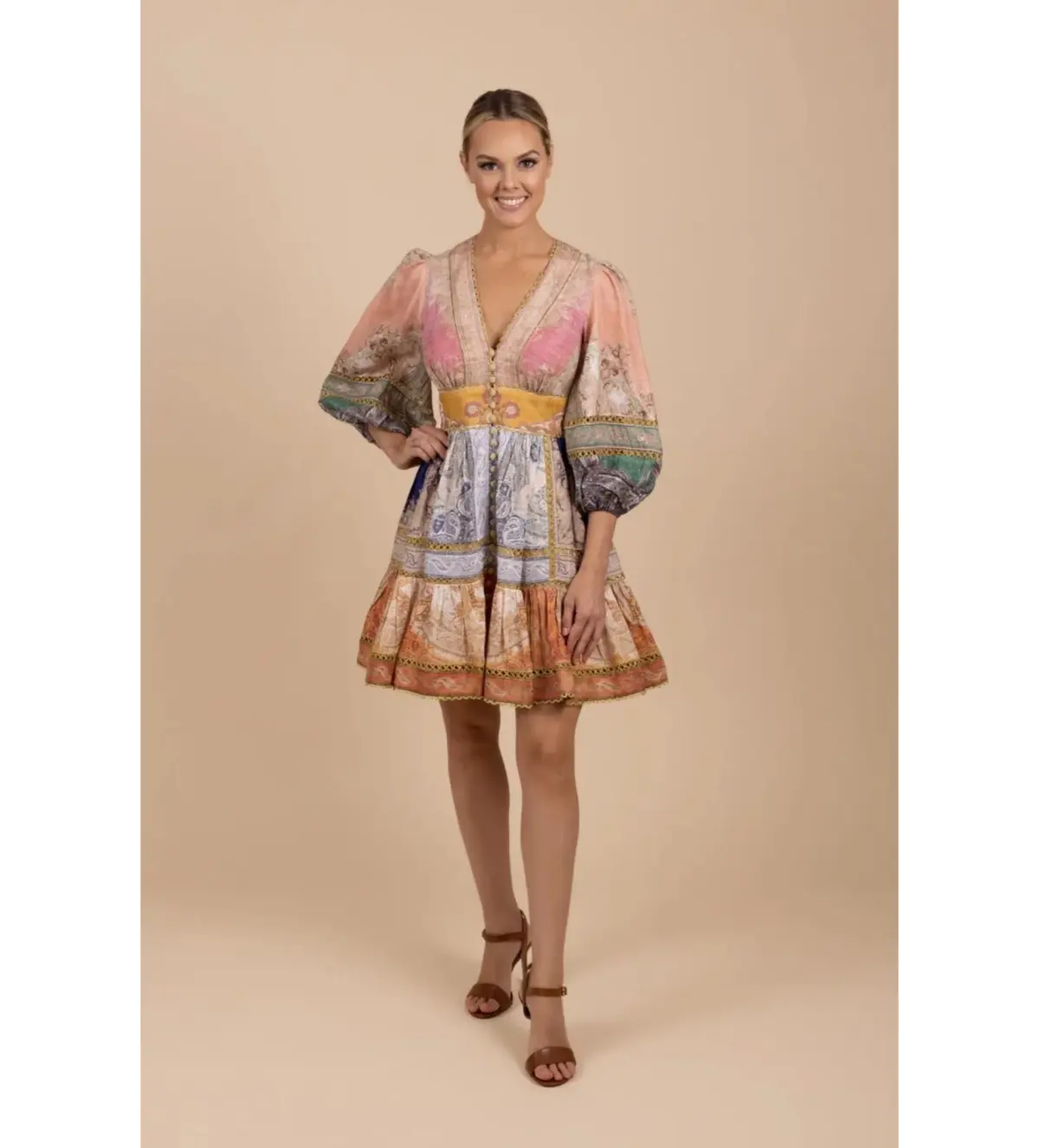 Zimmermann Anneke Lantern Mini Dress in Print Size 2 / AU 12 - Image 1