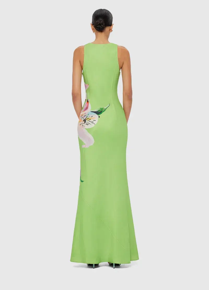 Leo Lin Helena Maxi Dress Green Print Size 6 - Image 2