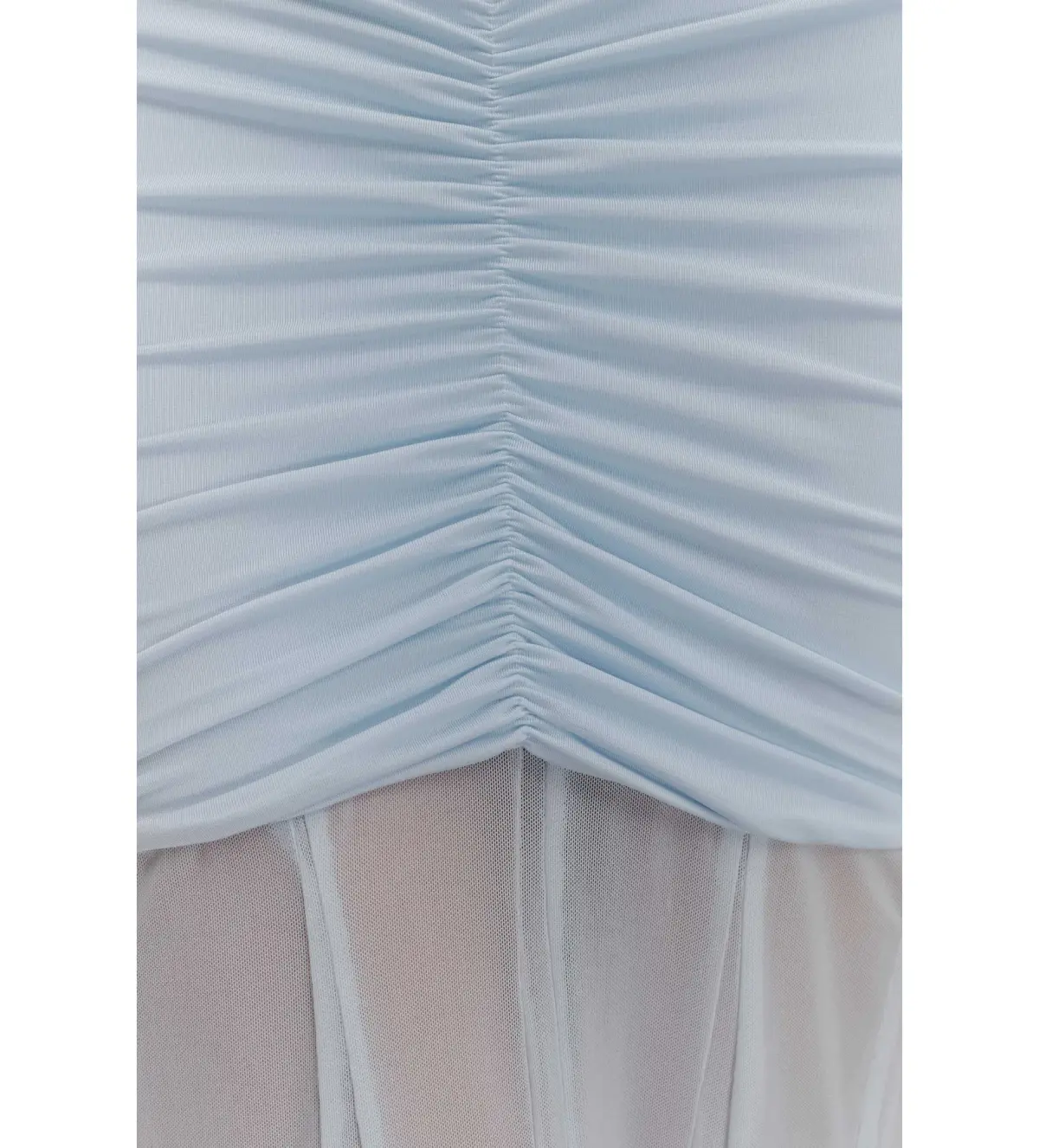 Meshki Caspian Slinky Mesh Off Shoulder Dress Pale Blue Size AU 8 - Image 4