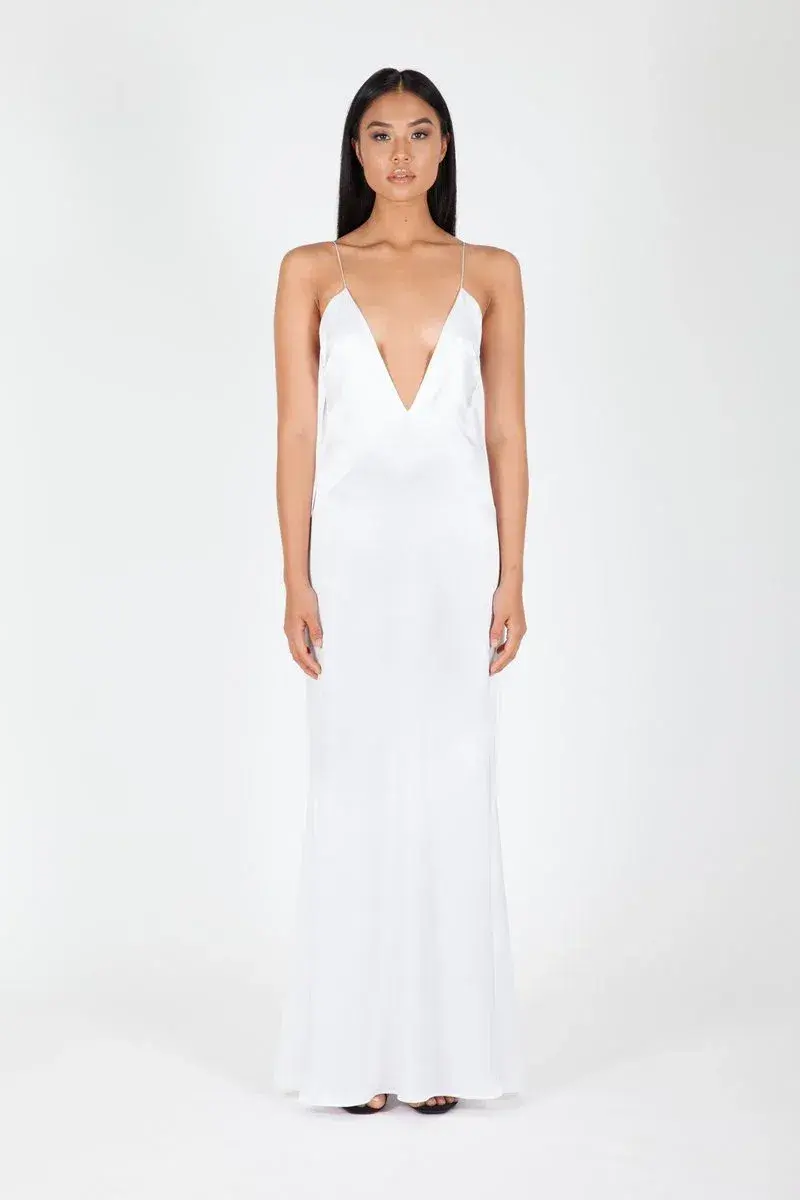 Natalie Rolt Isla Silk Gown Ivory White Size 8 - Image 1