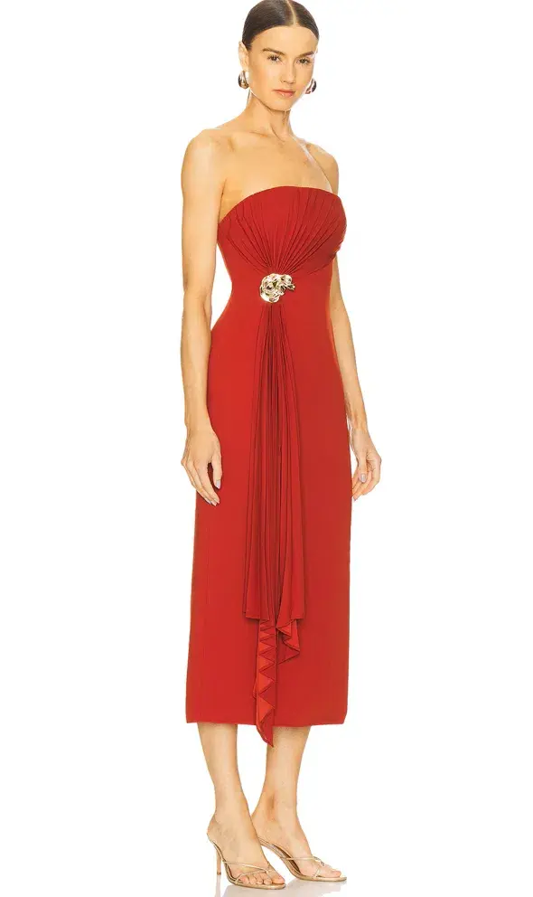Acler Whitnell Midi Dress Burgundy Size 12 - Image 2