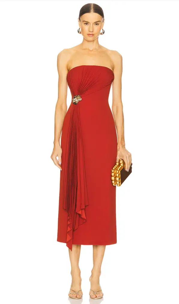 Acler Whitnell Midi Dress Burgundy Size 12 - Image 1