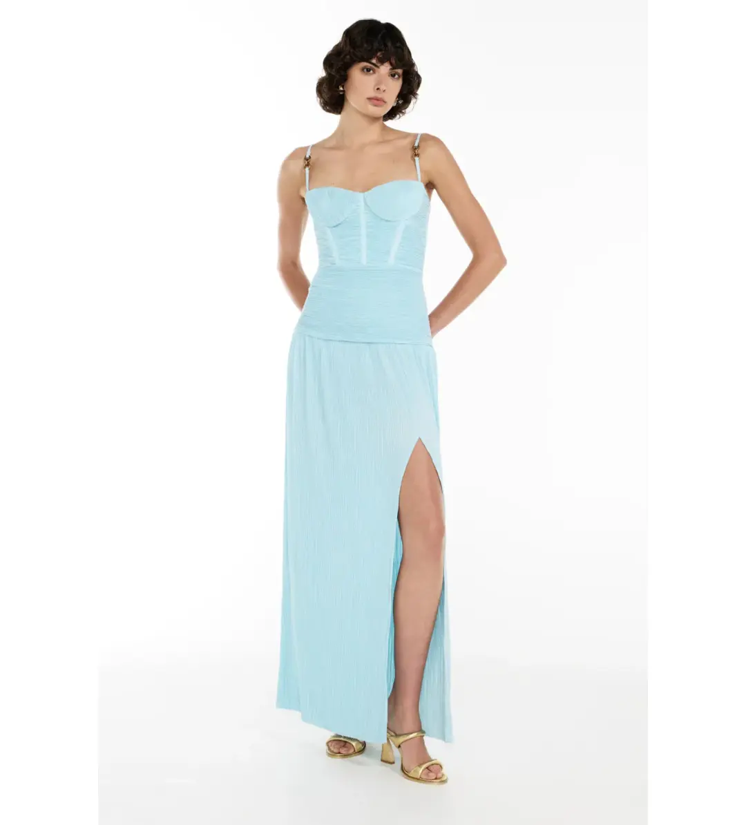 Manning Cartell  Double Time Pleat Dress in  Acqua spritz  Size AU 6 for rent on The Volte - main image