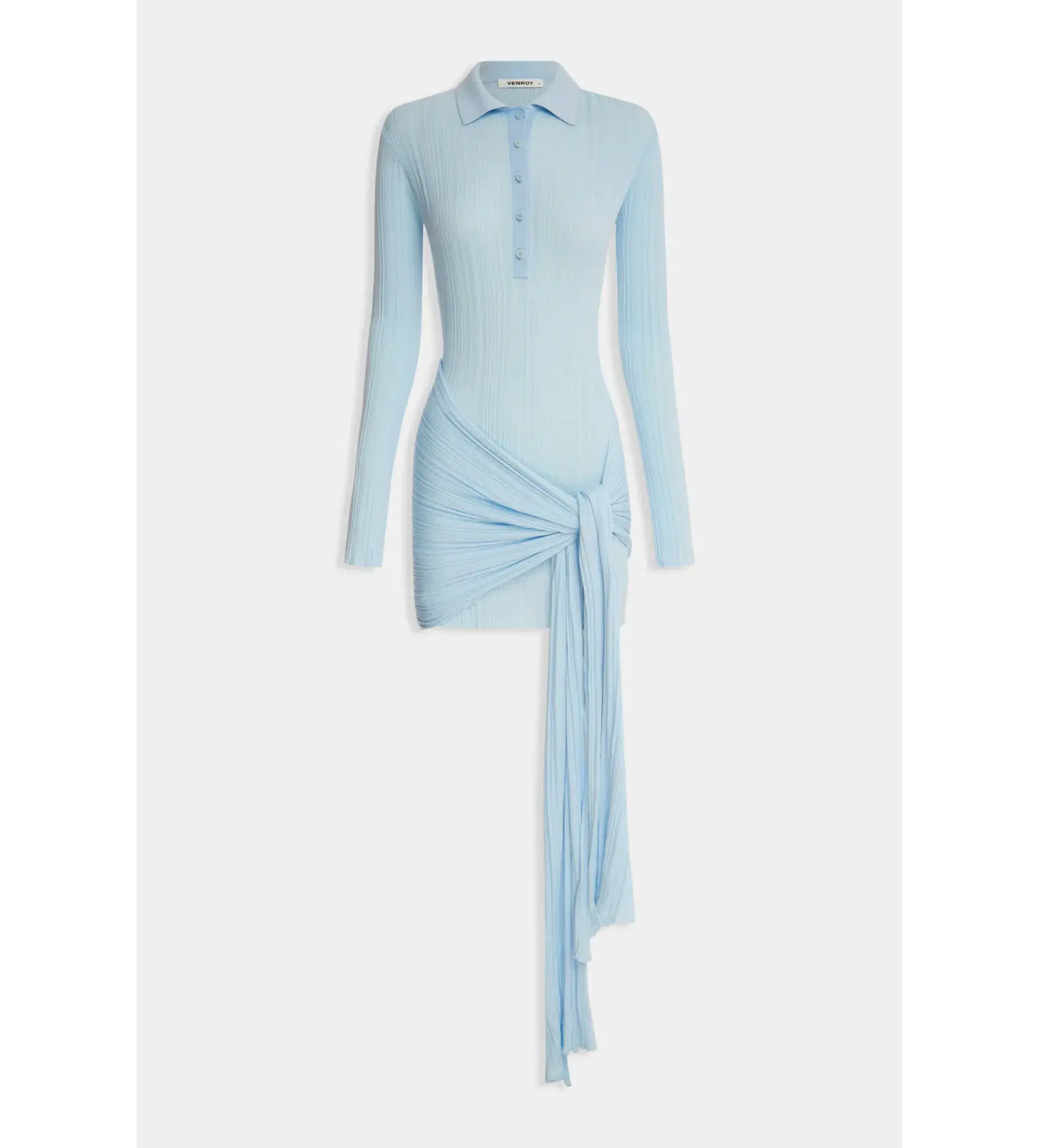 Venroy Collared Knit Mini Dress Powder Blue Size S/AU 8 - Image 7