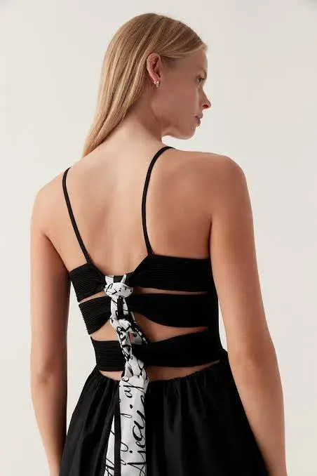 AJE Danica Tie Back Scarf Midi Dress Black 6 - Image 2