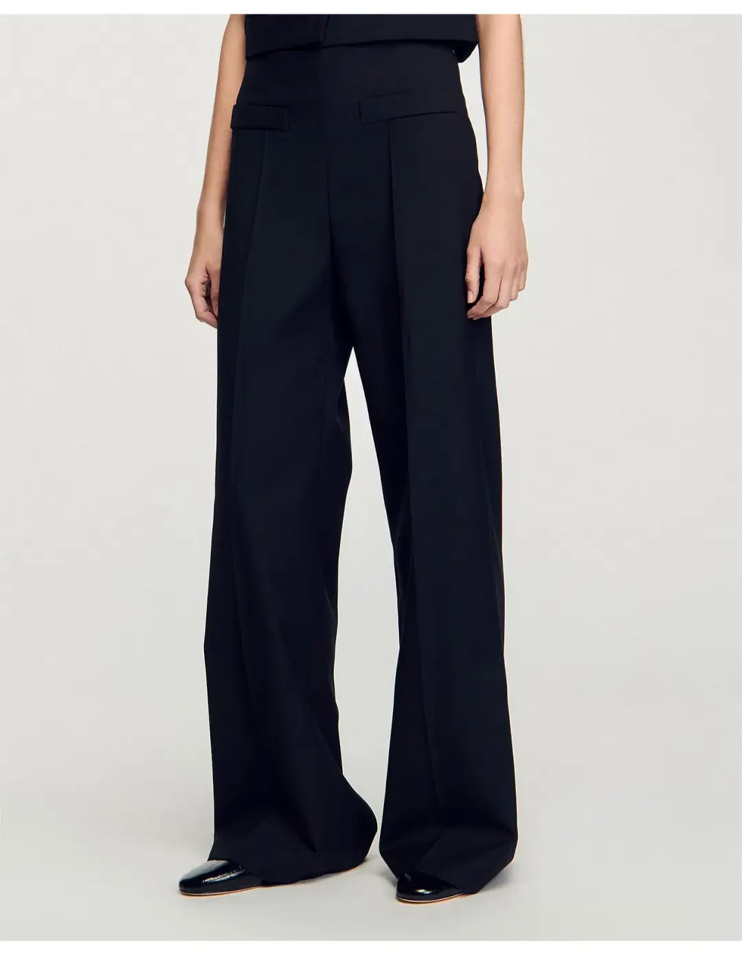 Sandro Enrique Wide Leg Trousers Black Size AU 8 for rent on The Volte - main image