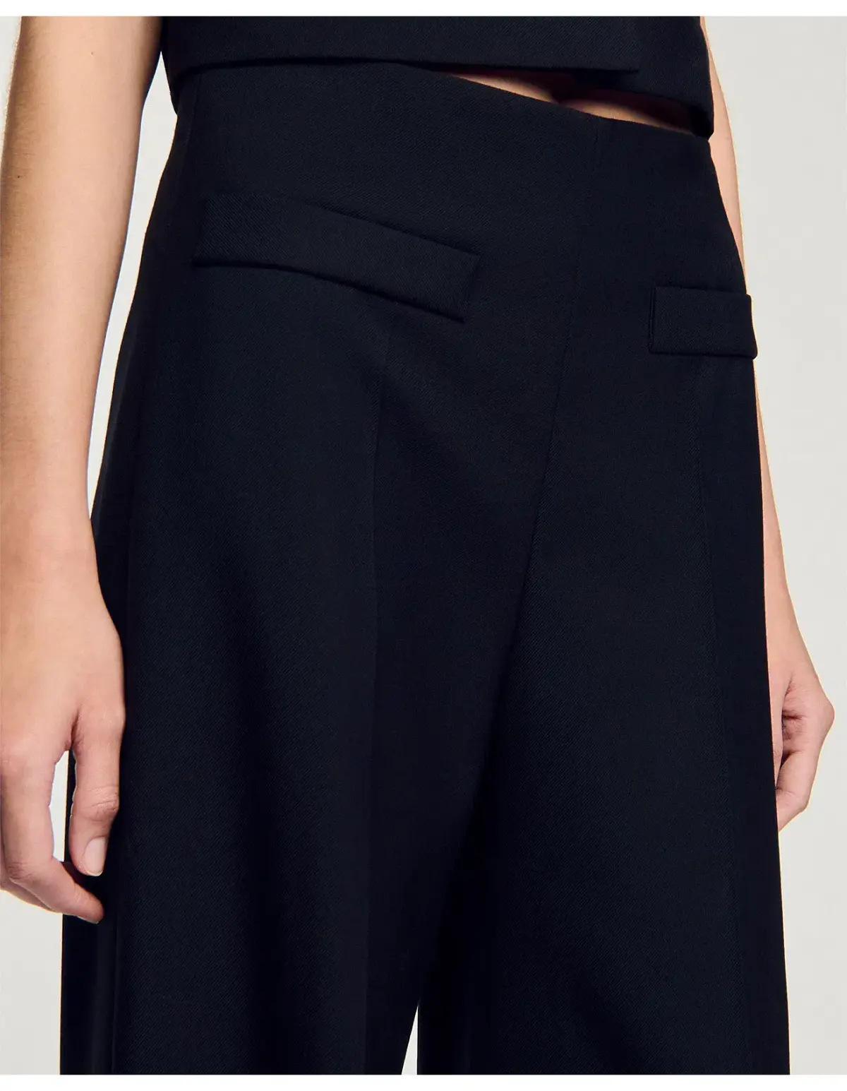 Sandro Enrique Wide Leg Trousers Black Size AU 8 - Image 3