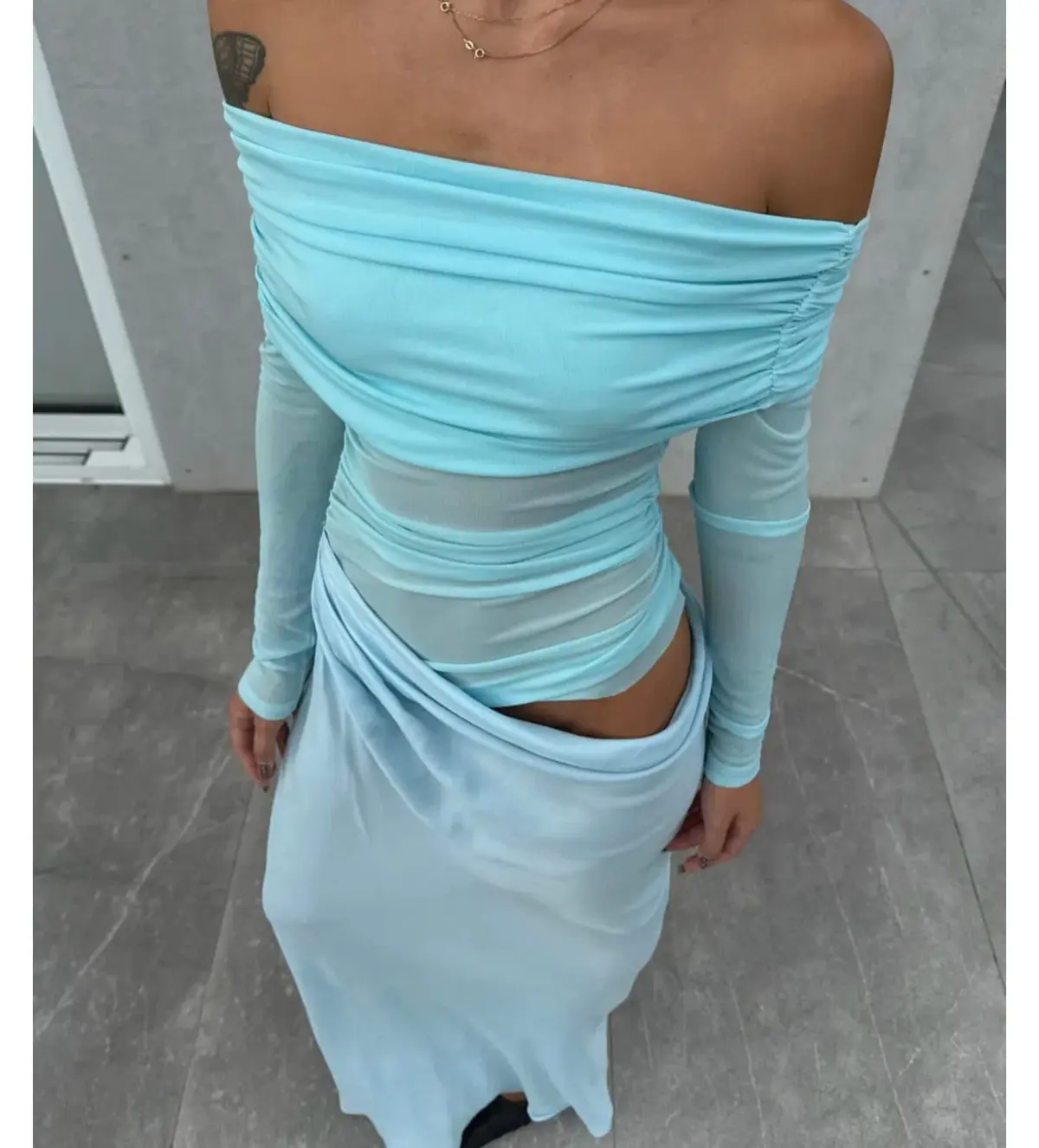 Benni Yasmin Maxi Dress Baby Blue Size 8 - Image 4