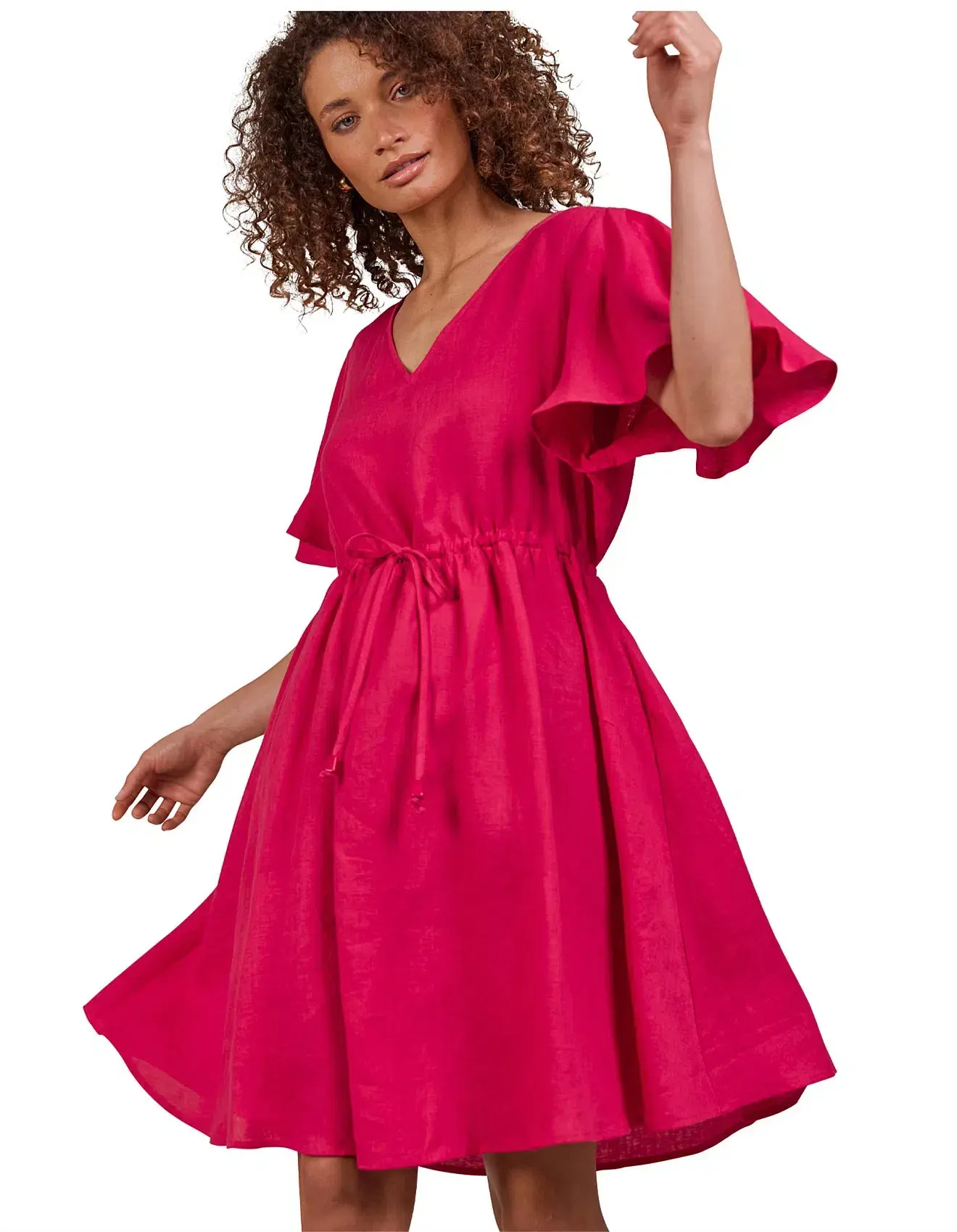 eb&ive Halcyon Tie Dress Raspberry Size AU 8 - Image 2