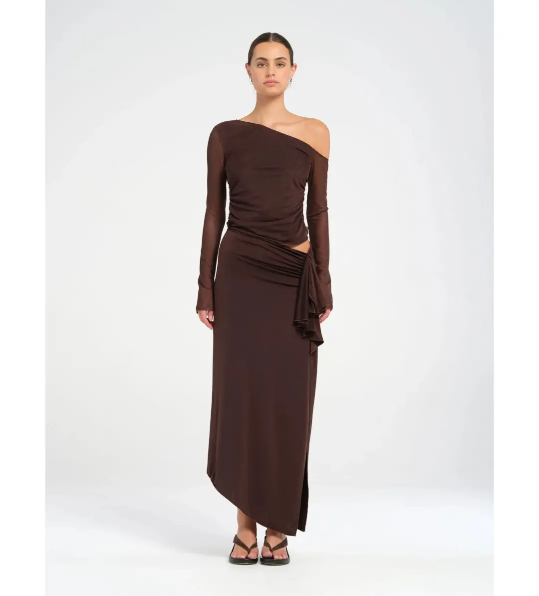 Benni Roman Maxi Dress Chocolate Size AU 8 for rent on The Volte - main image