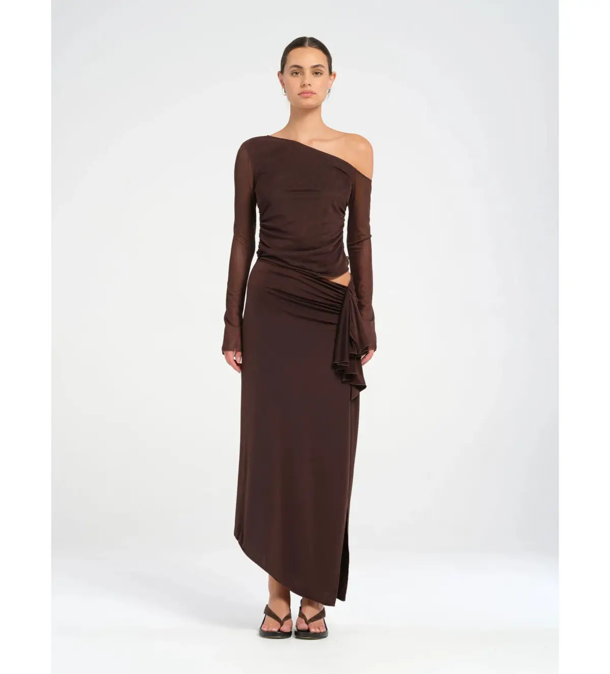 Benni Roman Maxi Dress Chocolate Size AU 8 - Image 1