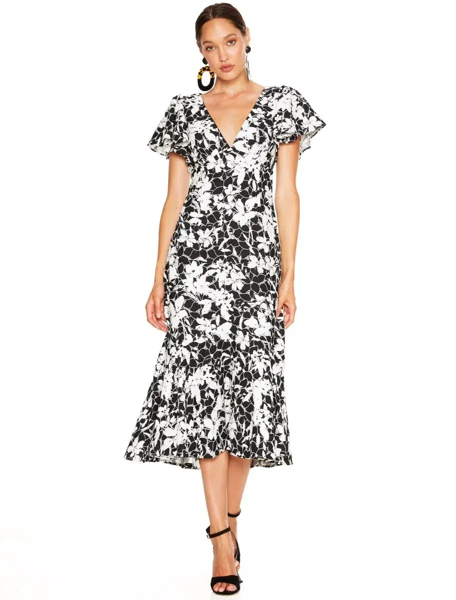 Talulah Idol Midi Dress Black Floral Size 6 - Image 2