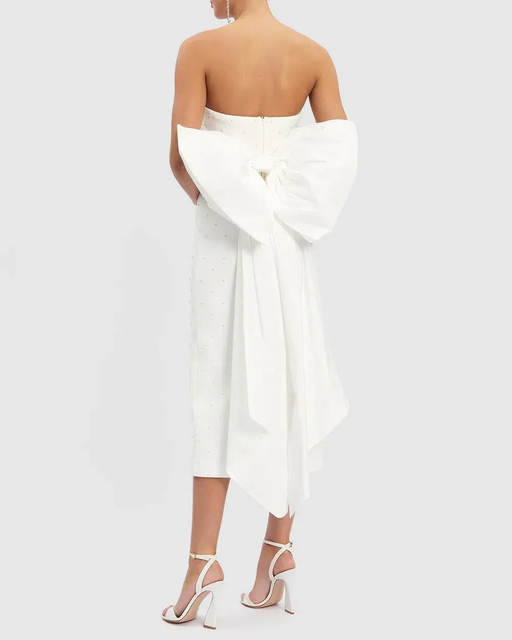 Rebecca Vallance Perle Bow Midi Dress White Size AU 10 - Image 3