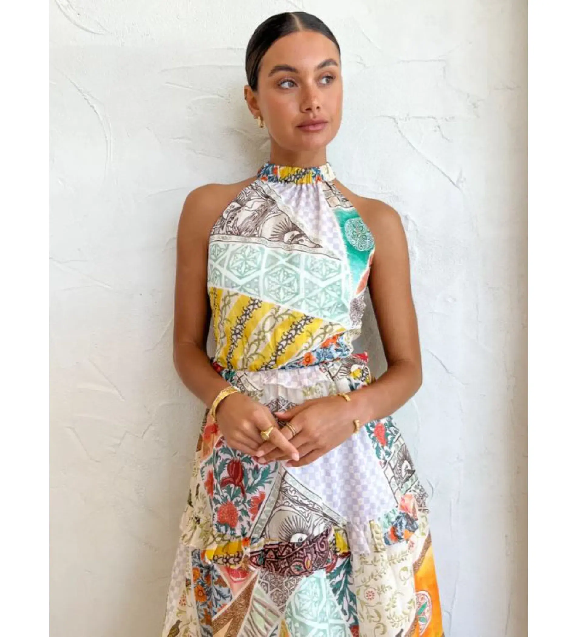 Kate Ford Zellejie Long Layered Maxi Dress Multi Print Size AU 6 - Image 5
