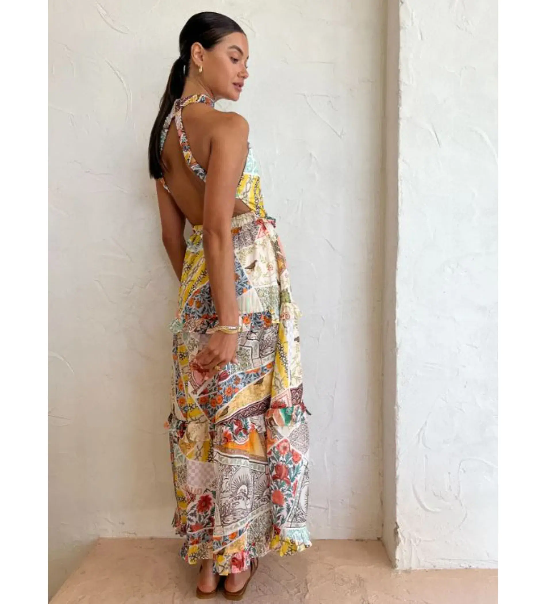 Kate Ford Zellejie Long Layered Maxi Dress Multi Print Size AU 6 - Image 3