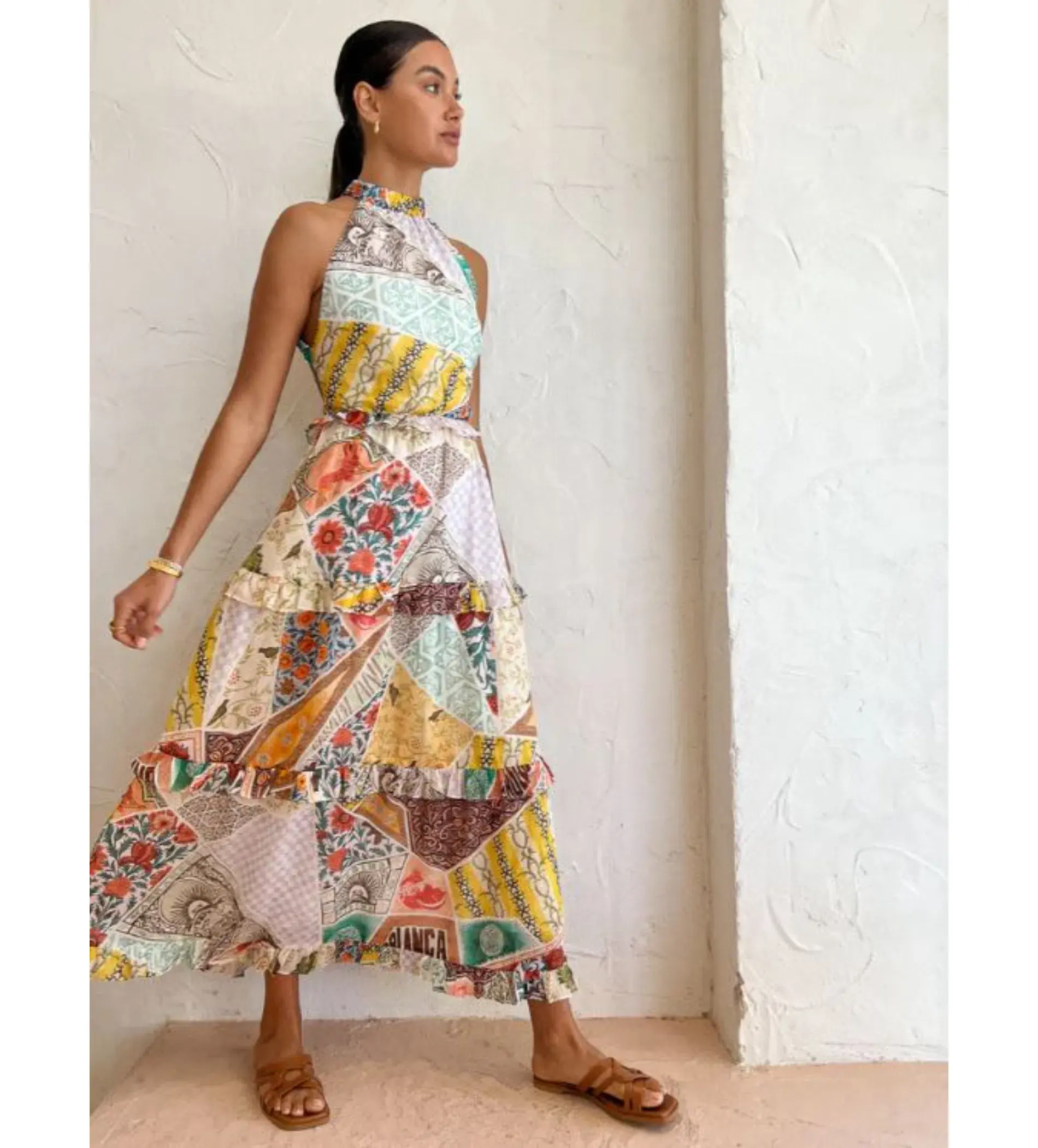 Kate Ford Zellejie Long Layered Maxi Dress Multi Print Size AU 6 - Image 2