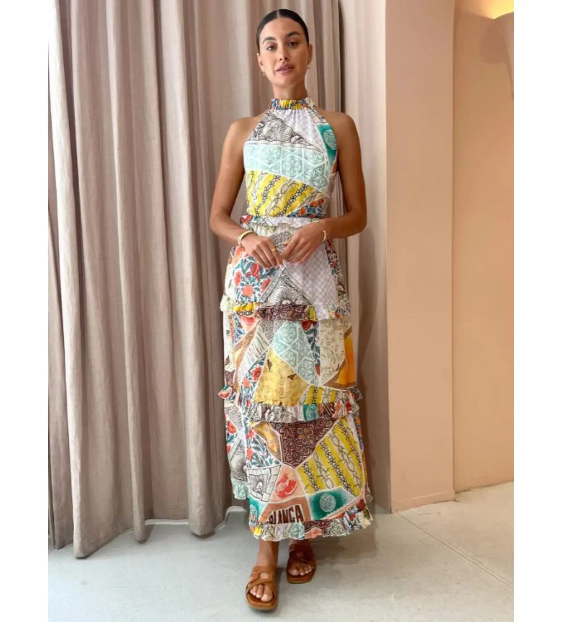 Kate Ford Zellejie Long Layered Maxi Dress Multi Print Size AU 6 - Image 1