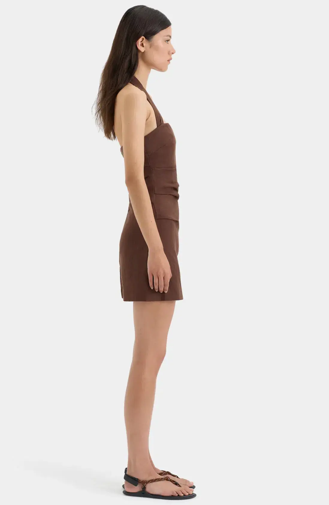 Noemi Halter Mini Dress Brown Size AU 12 - Image 4