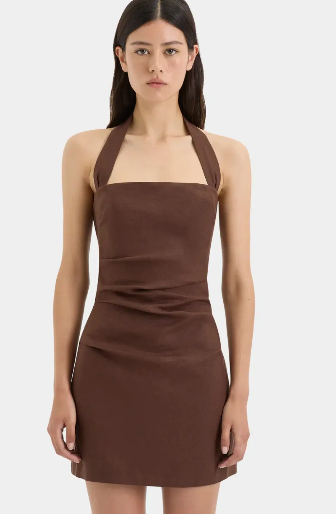 Noemi Halter Mini Dress Brown Size AU 12 for rent on The Volte - main image