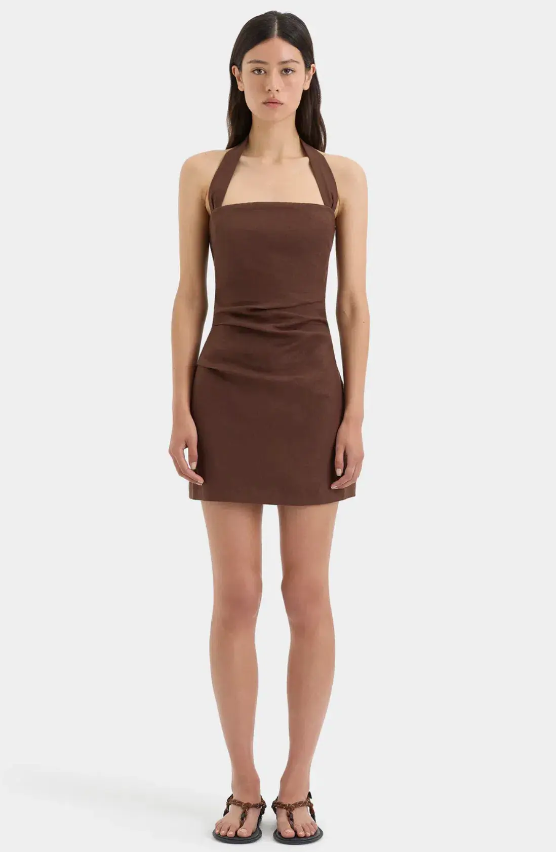 Noemi Halter Mini Dress Brown Size AU 12 - Image 1