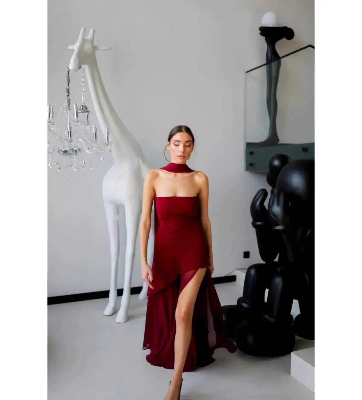 Matters Store Monaco Maxi Dress with Scarf Burgundy Size AU 8  - Image 2