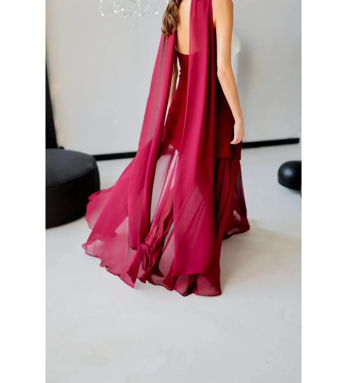Matters Store Monaco Maxi Dress with Scarf Burgundy Size AU 8  - Image 5