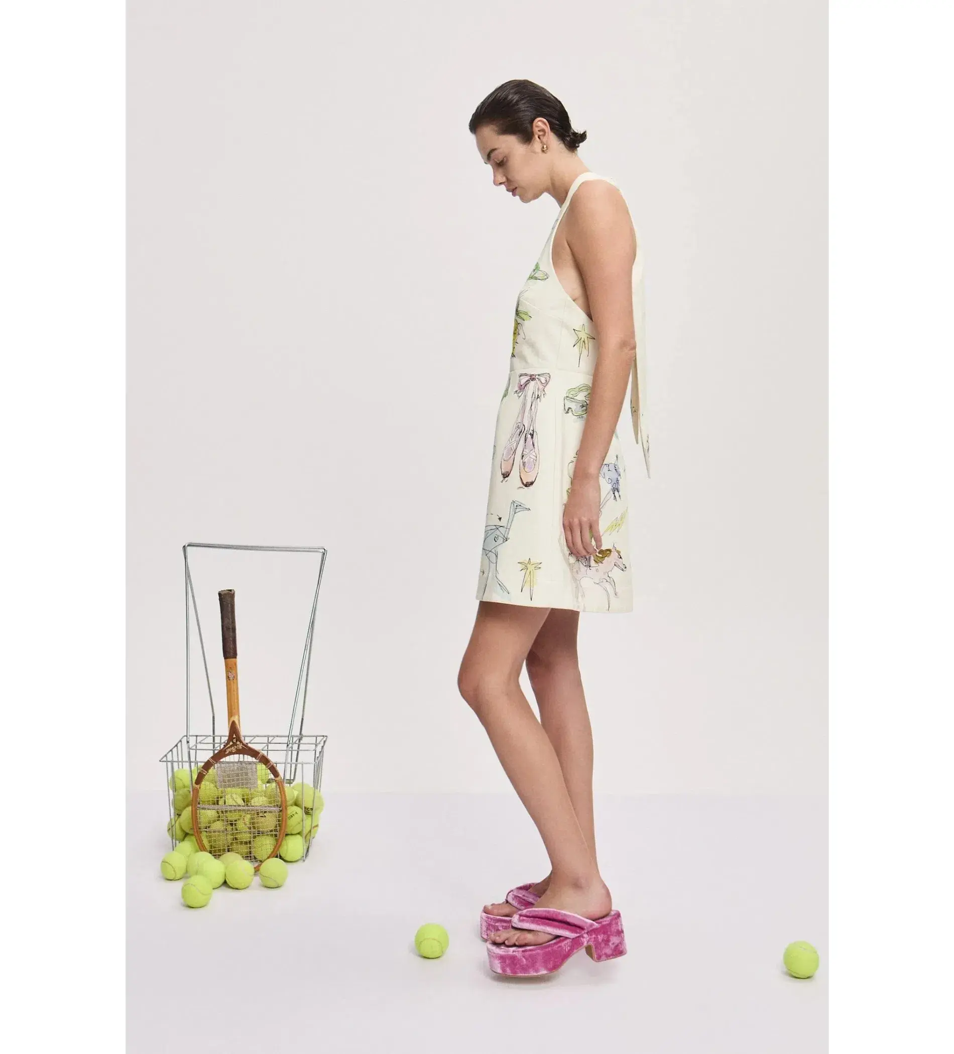 Alemais Court Mini Dress Cream Print Size AU 10 - Image 2