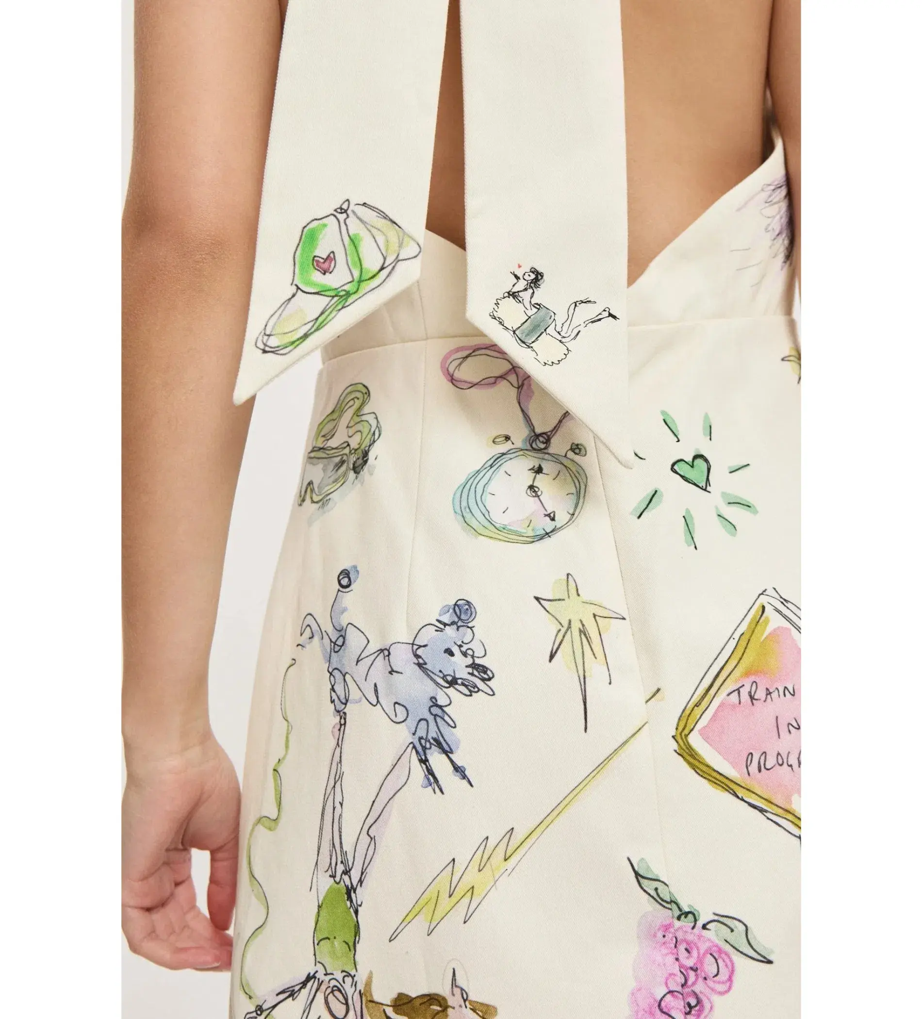 Alemais Court Mini Dress Cream Print Size AU 10 - Image 5