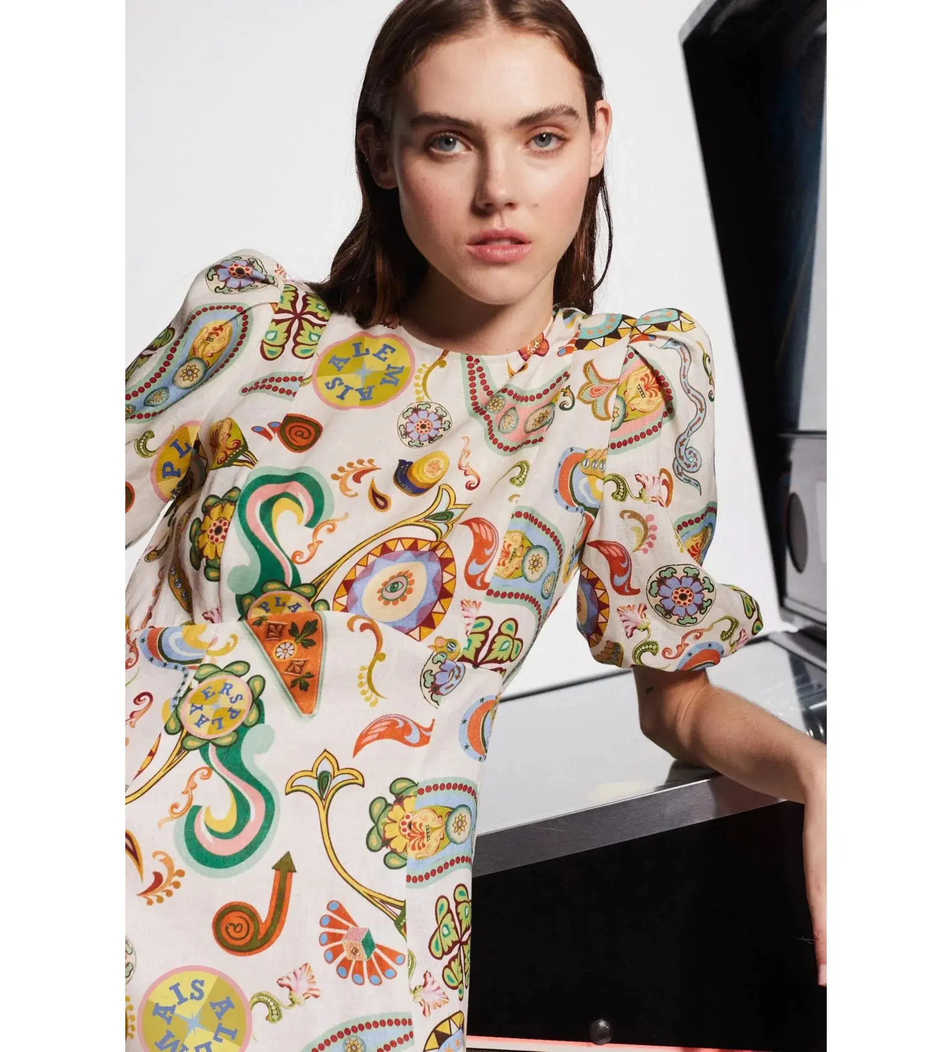 Alemais Arcade Midi Dress Multi Print Size AU 12  - Image 5