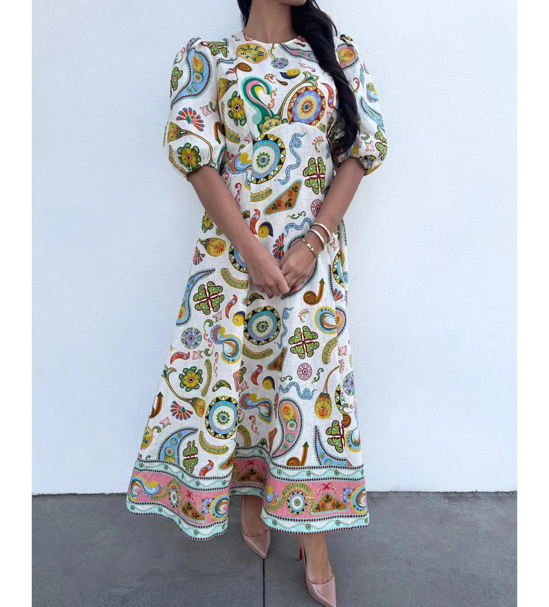 Alemais Arcade Midi Dress Multi Print Size AU 12  - Image 2