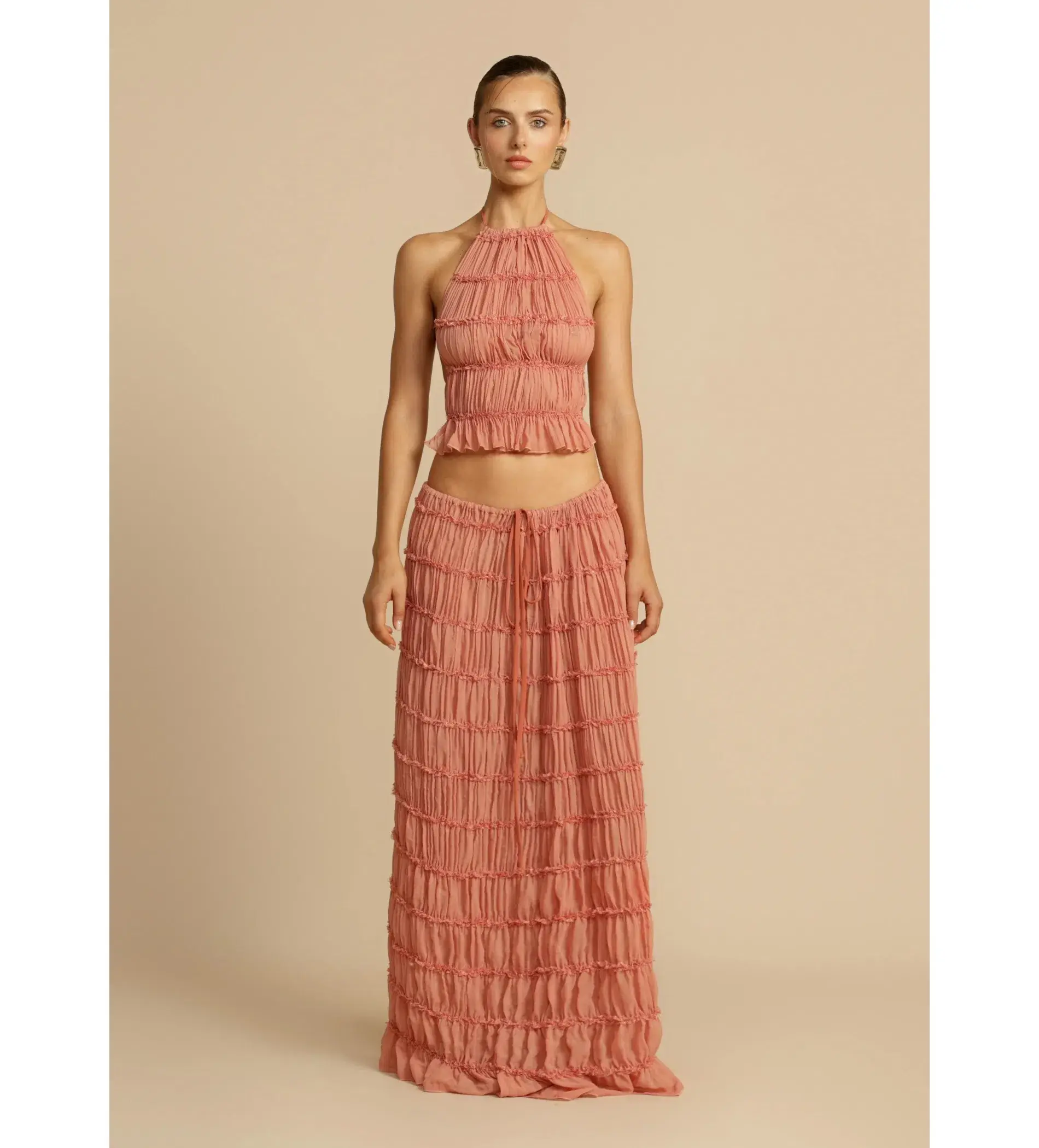 Arcina Ori Juliette Halter and Maxi Skirt Set Peach Size AU 10  - Image 1