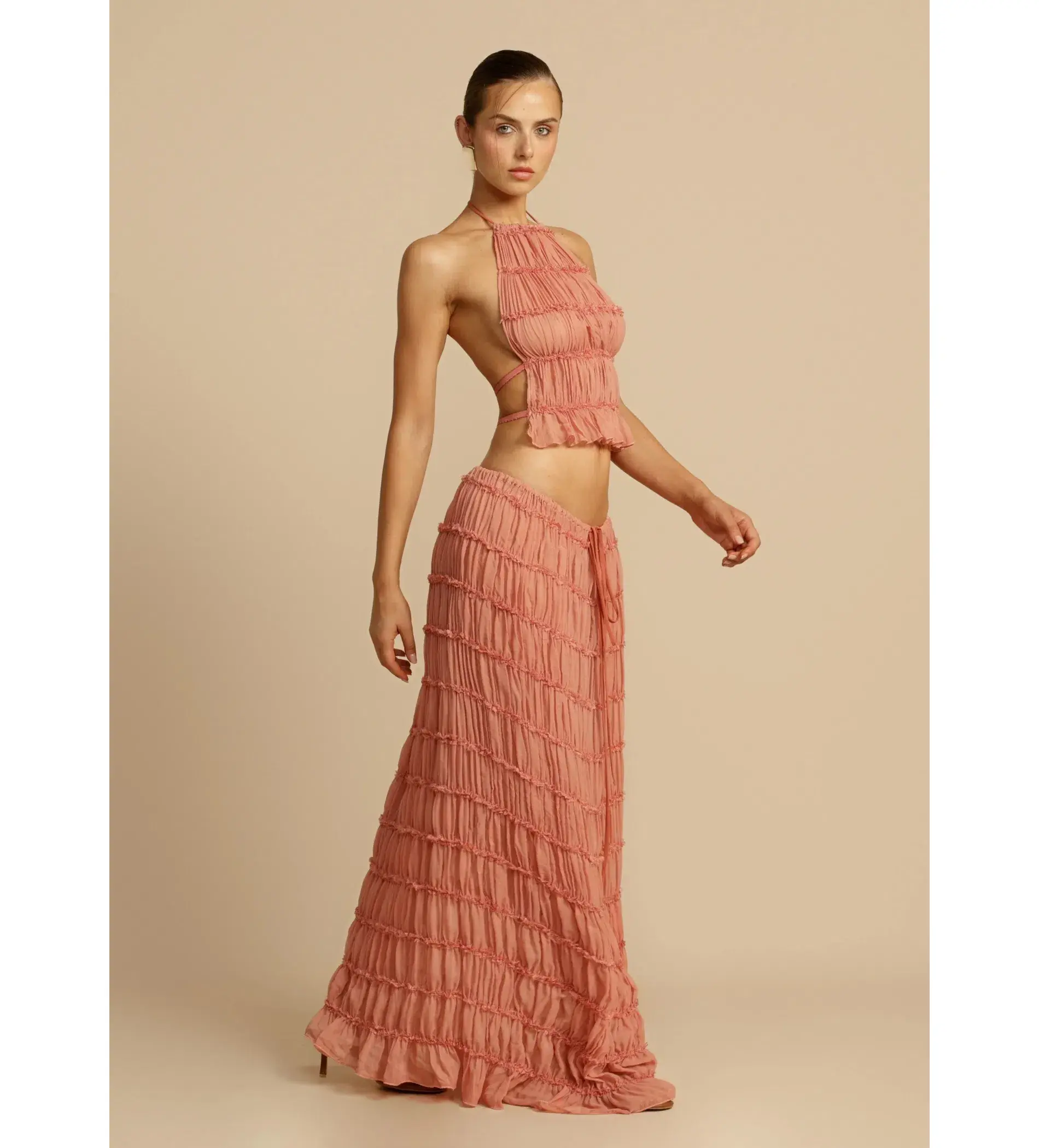Arcina Ori Juliette Halter and Maxi Skirt Set Peach Size AU 10  - Image 2