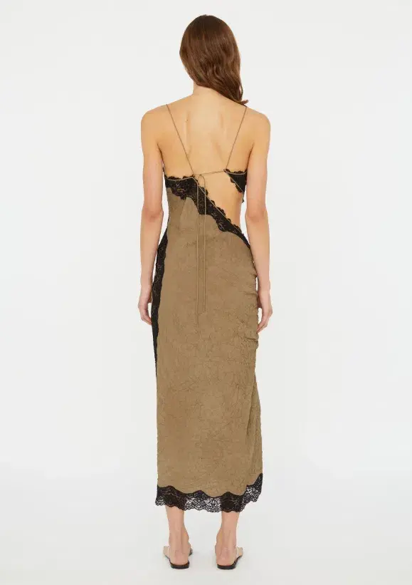 Christopher Esber Crimped Lace Cami Dress Eucalypt Black Size 10 - Image 2