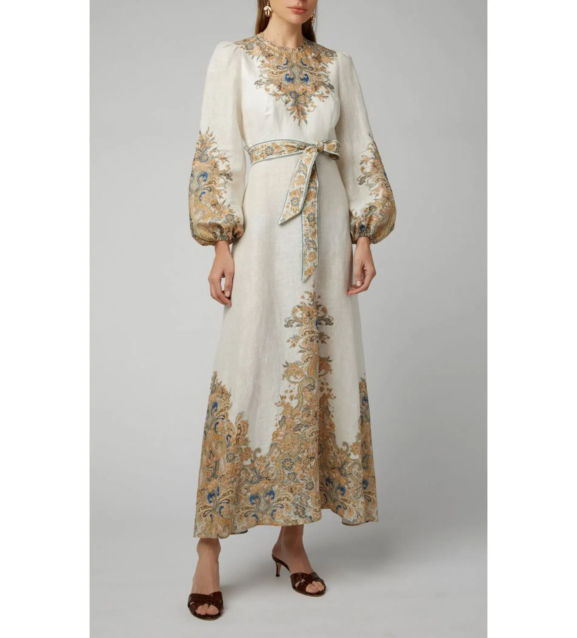 Zimmermann Freja Floral Paisley Dress Ivory Size 0/Au 8  - Image 1