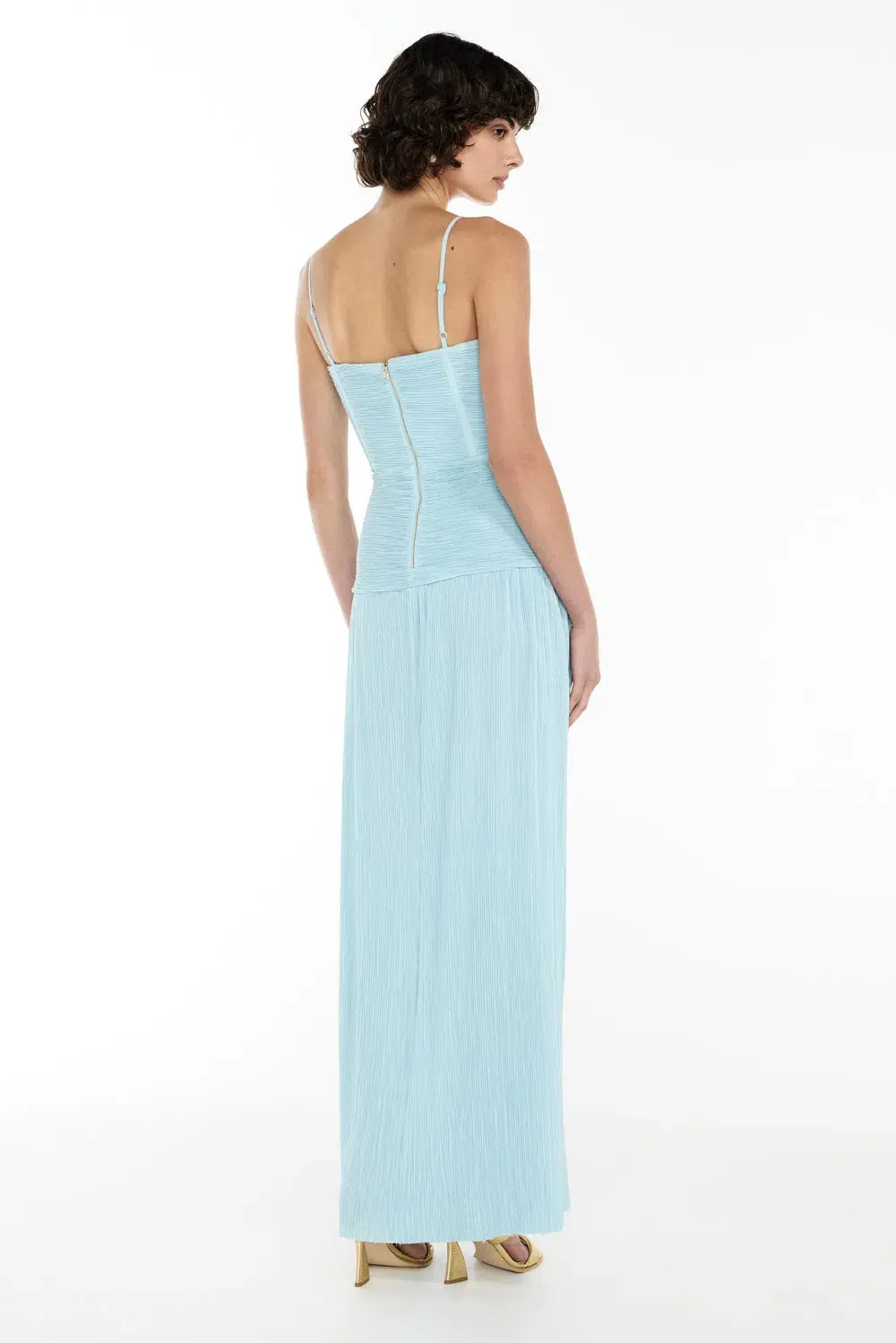 Manning Cartell Double Time Pleat Maxi Dress Aqua Spritz Blue Size 16 - Image 3