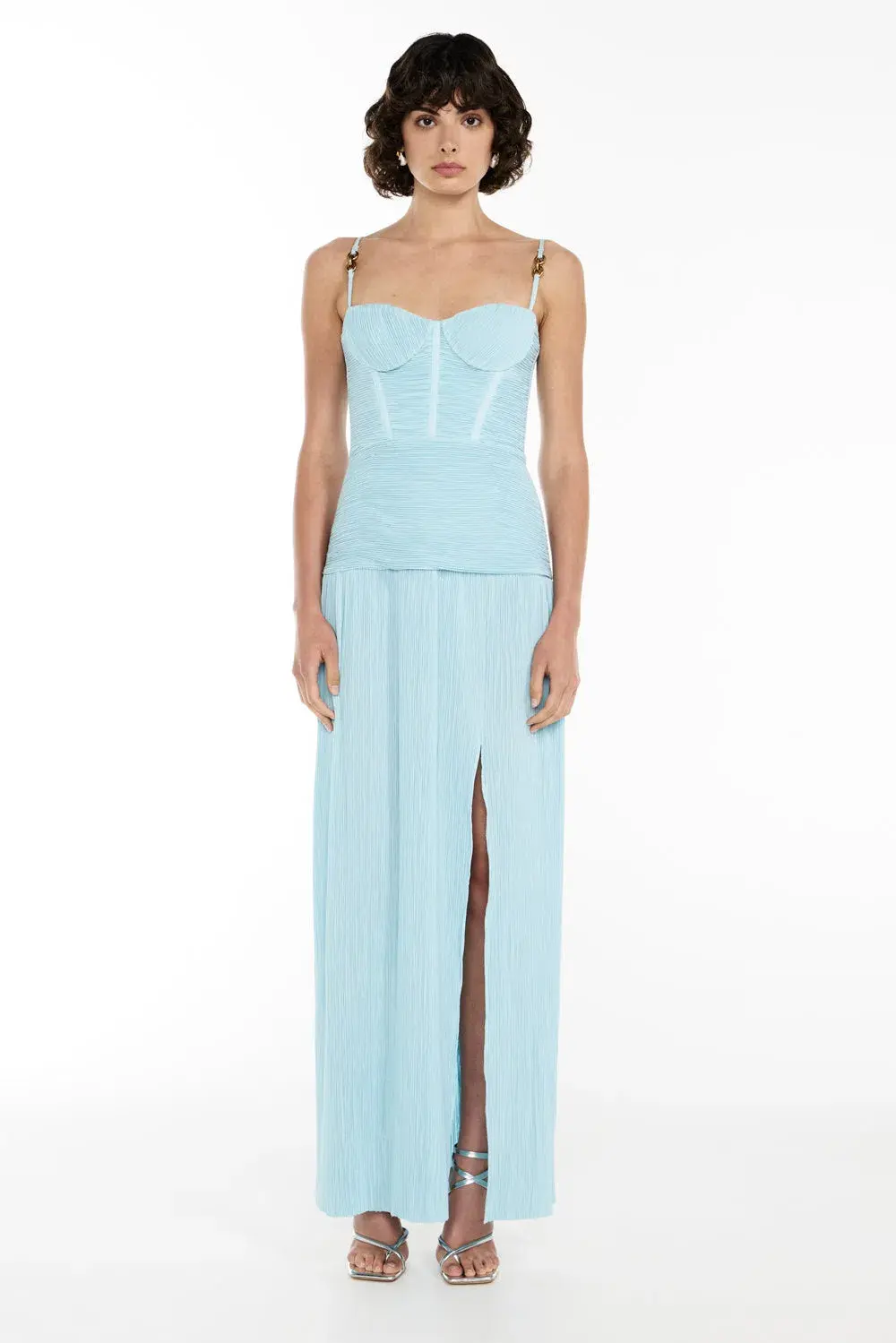 Manning Cartell Double Time Pleat Maxi Dress Aqua Spritz Blue Size 16 - Image 2