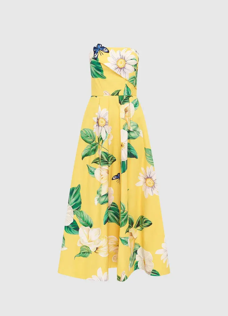 Leo Lin Lynn Bustier Midi Dress Joie Print in Sunshine Size 10 - Image 1