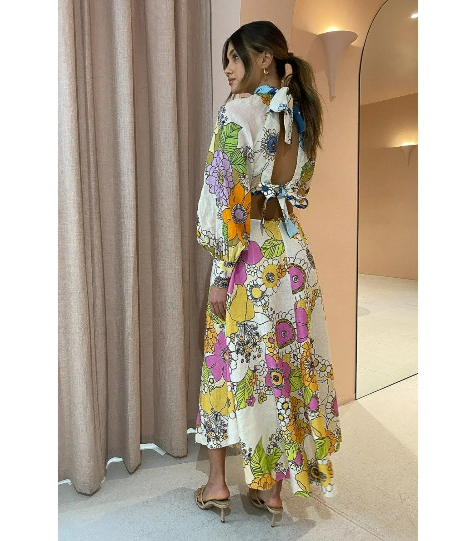 Alemais Farrah Cut Out Midi Dress Floral Size AU 12 - Image 4