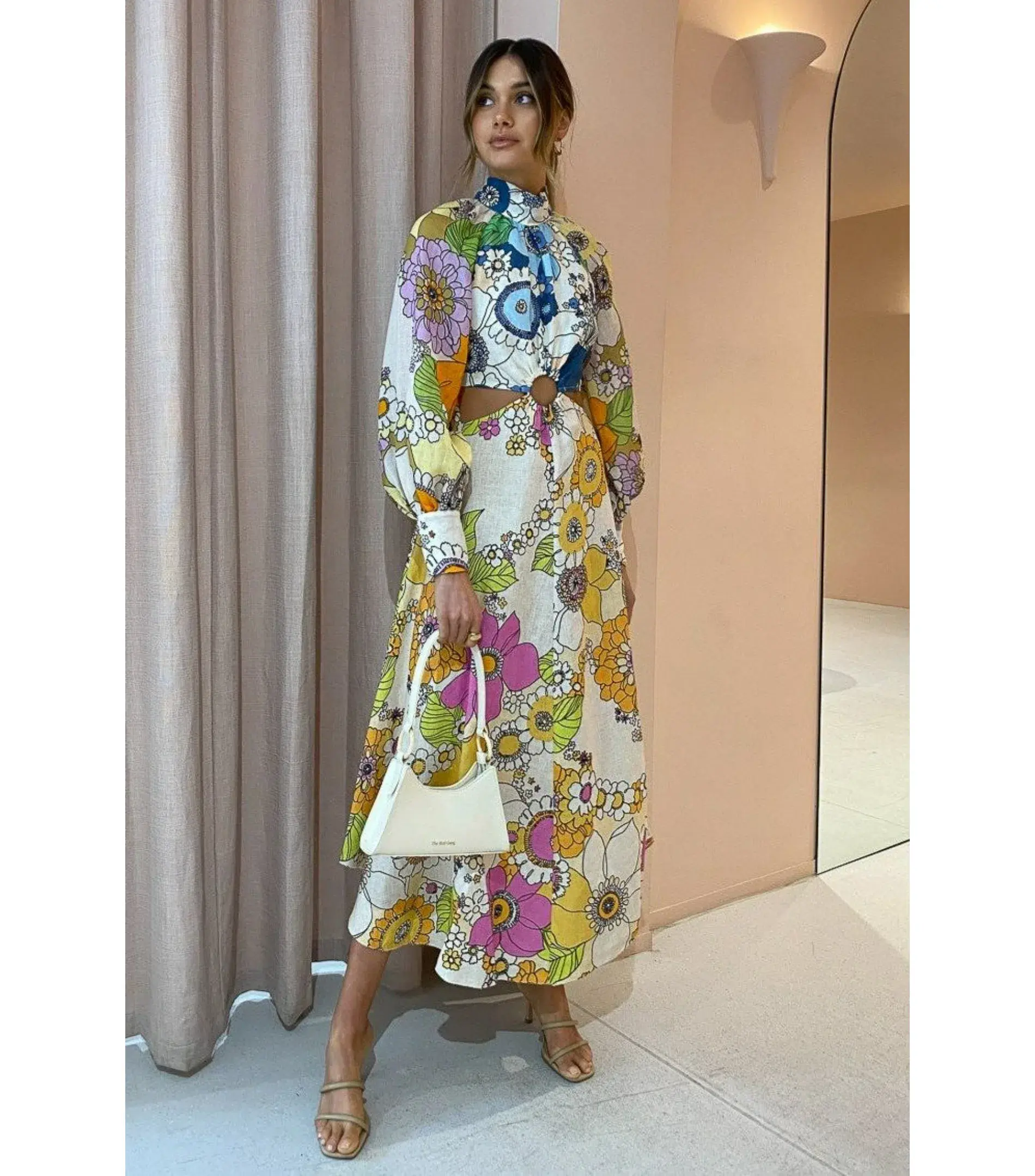 Alemais Farrah Cut Out Midi Dress Floral Size AU 12 - Image 3
