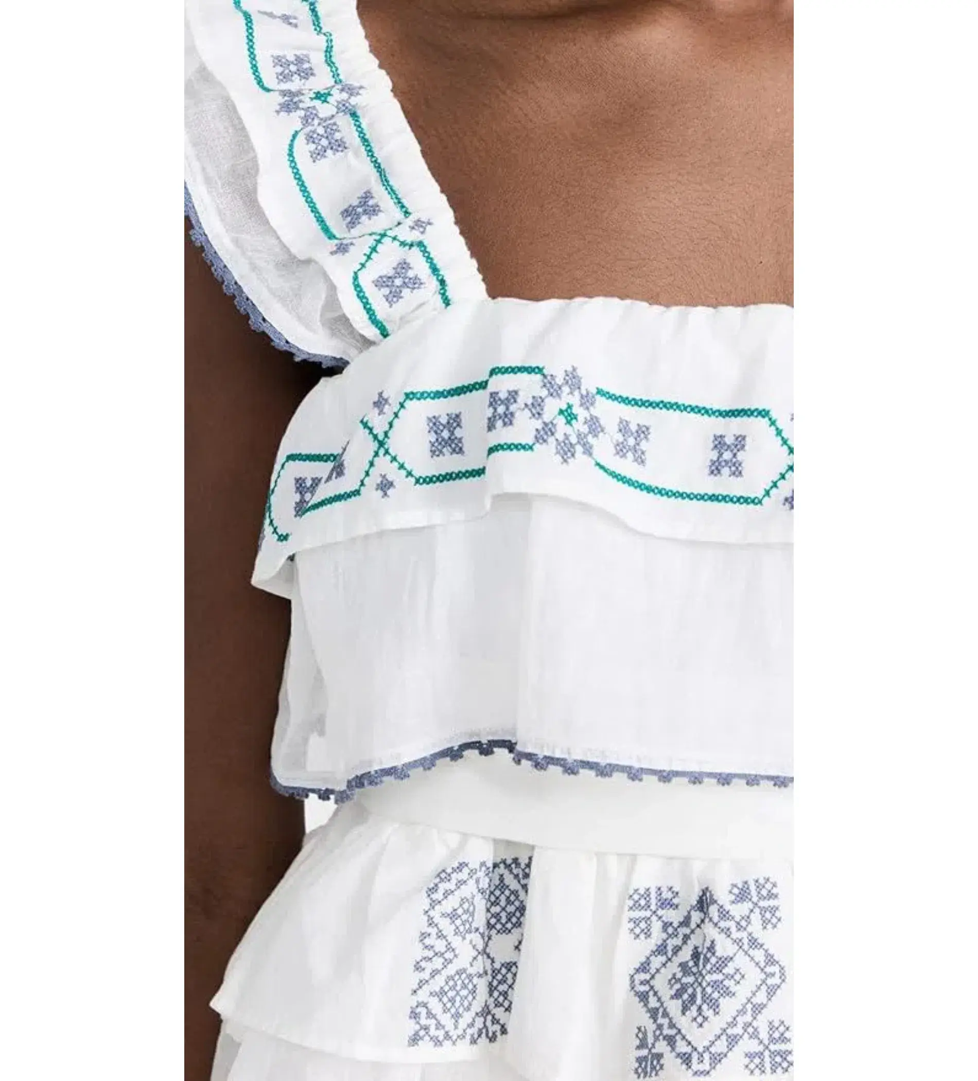 Innika Choo Cross Stitch Layer Mini Dress White Print Size AU 8 - Image 4