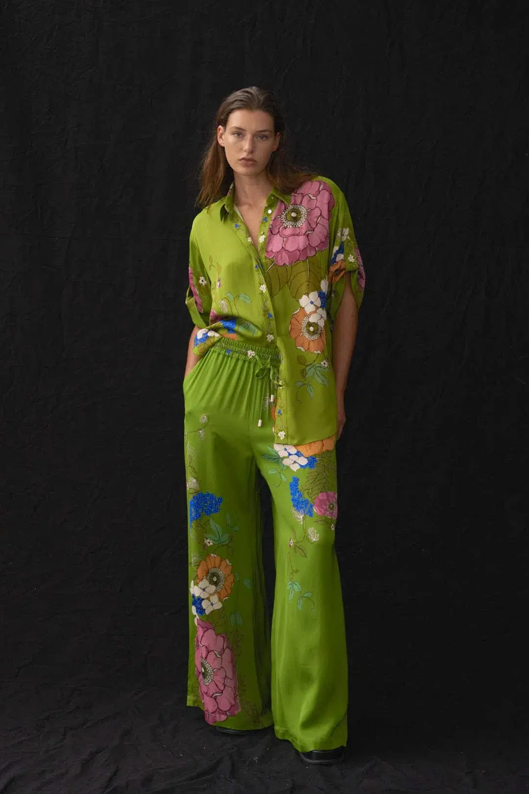 Alemais Olivia Shirt and Pant Set Green Floral Size 12 - Image 1