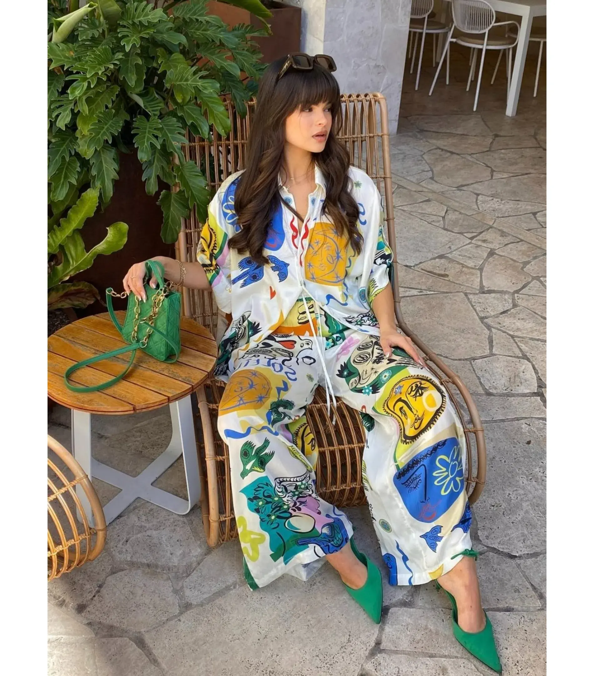 Alemais Soleil Oversized Shirt and Pants Set Print Size 12/L - Image 3