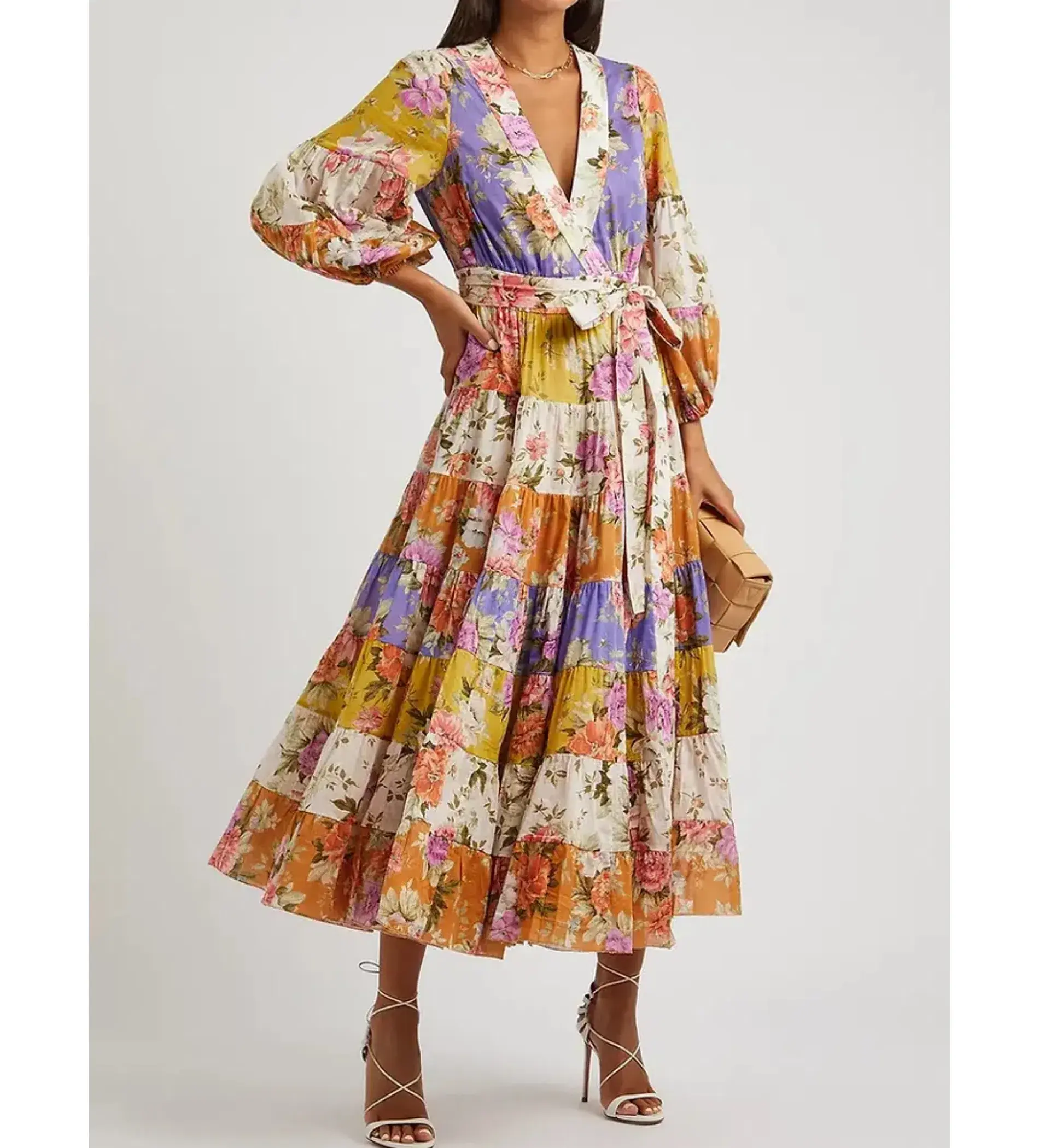 Zimmermann The Pattie Wrap Midi Dress in Spliced Size 3/Au 14  - Image 1