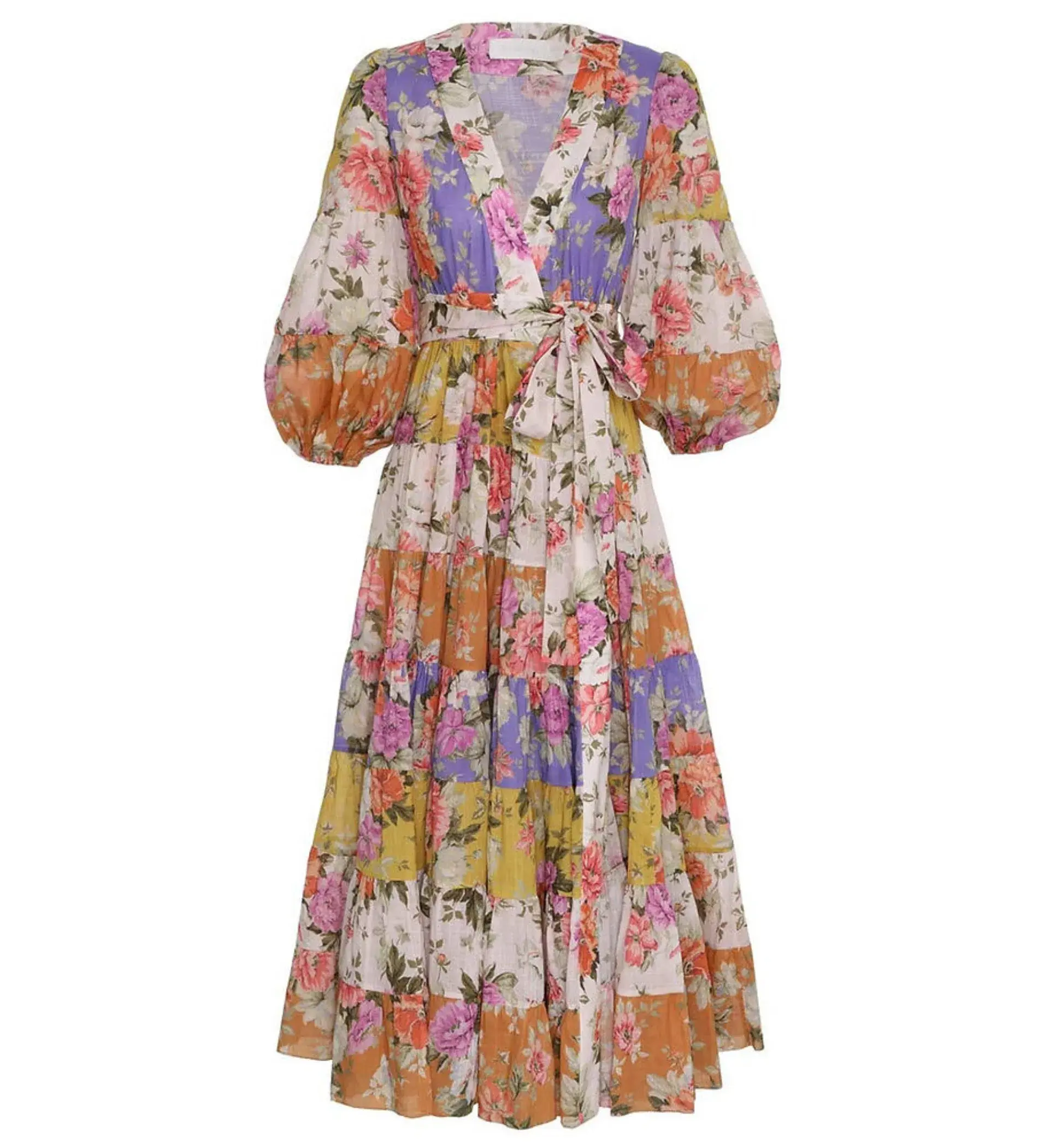 Zimmermann The Pattie Wrap Midi Dress in Spliced Size 3/Au 14  - Image 2