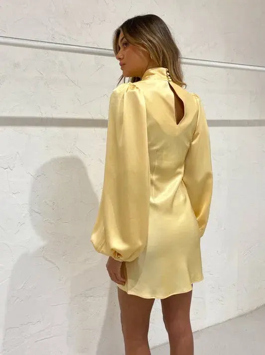 Acler Lindhurst Mini Dress Lemon Yellow Size 10 - Image 3