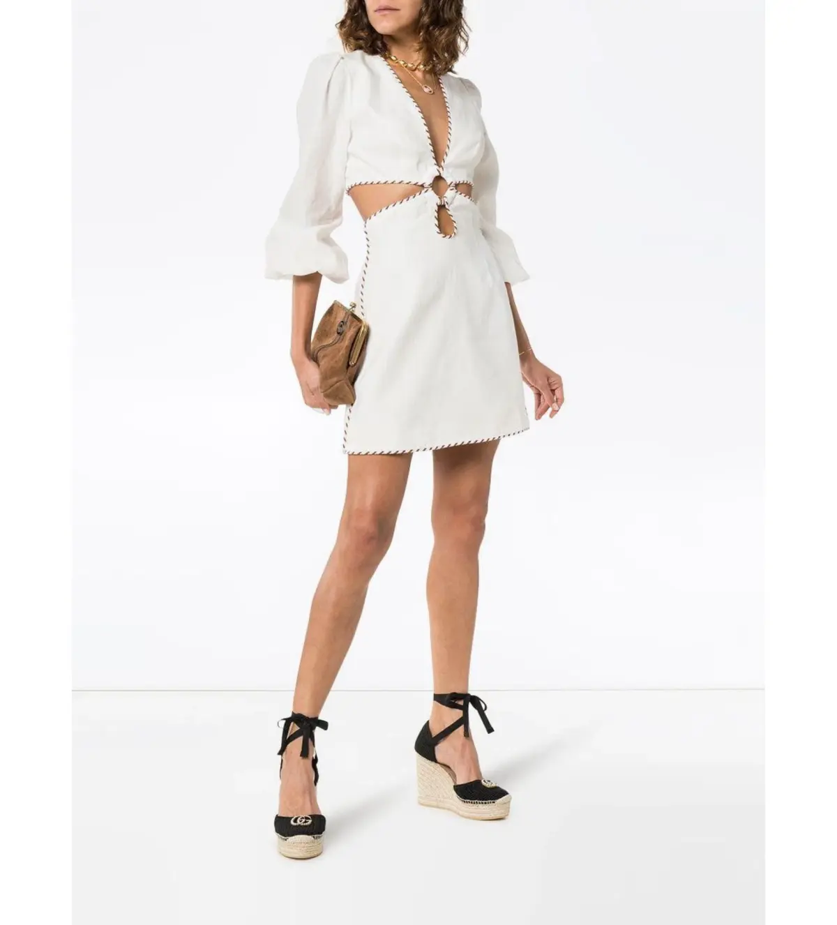 Zimmermann	Corsnge Biaided Cut Out Mini Dress White Size 0/Au 8  - Image 1