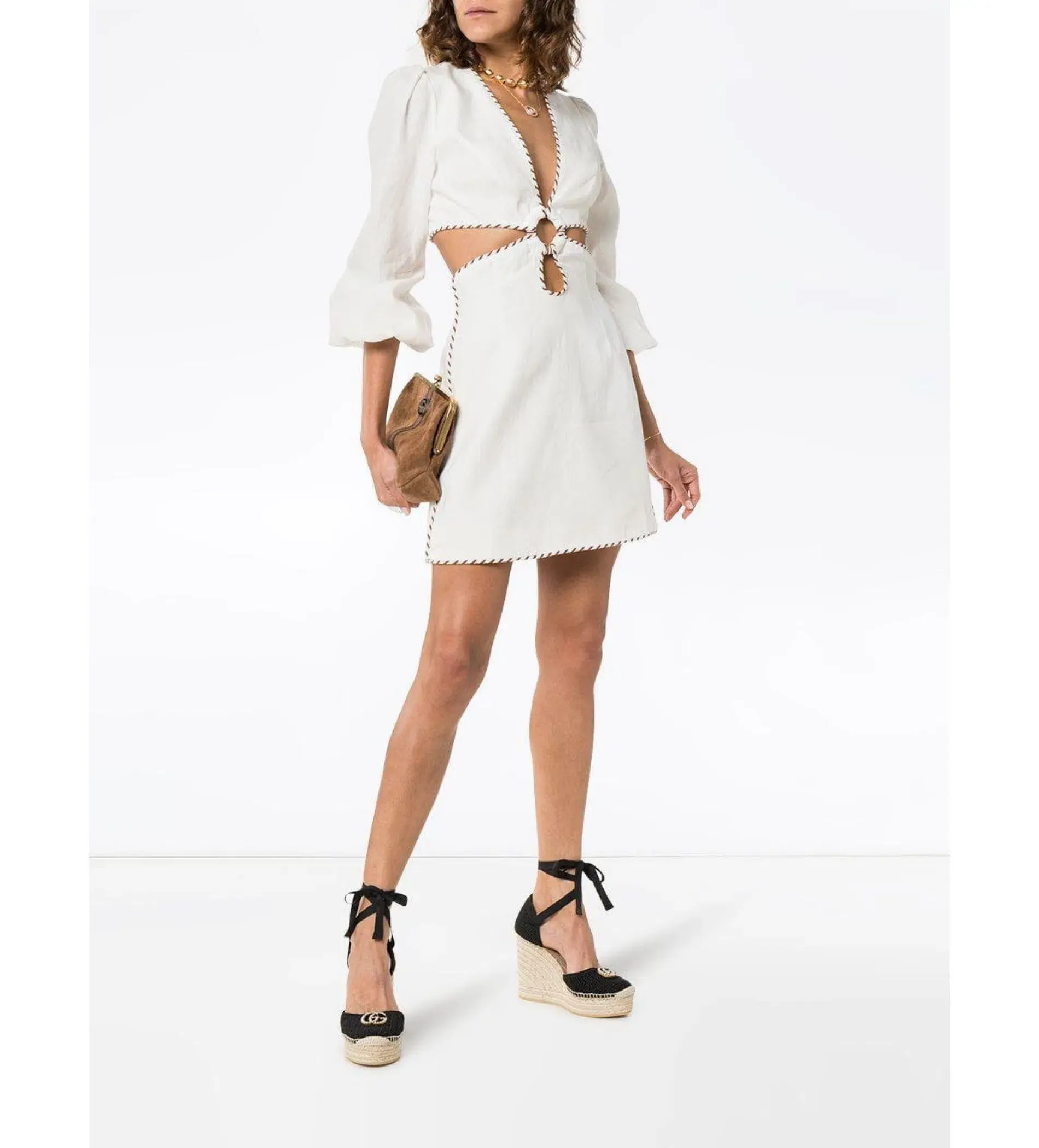 Zimmermann	Corsnge Biaided Cut Out Mini Dress White Size 0/Au 8  - Image 1