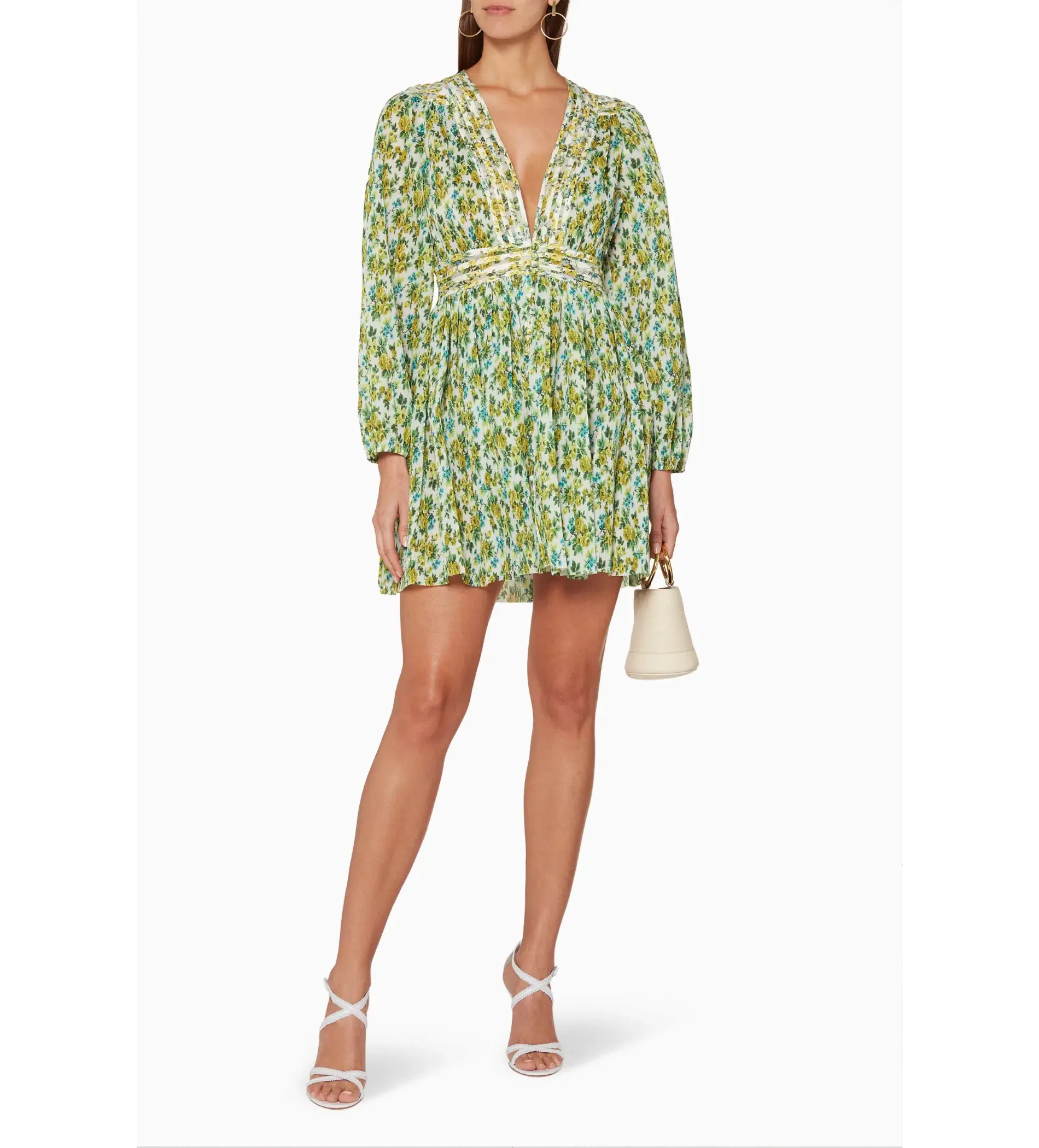 Zimmermann Golden Plisse Mini Dress Lemonade-Acid Floral-Print Size 0/Au 8  - Image 1