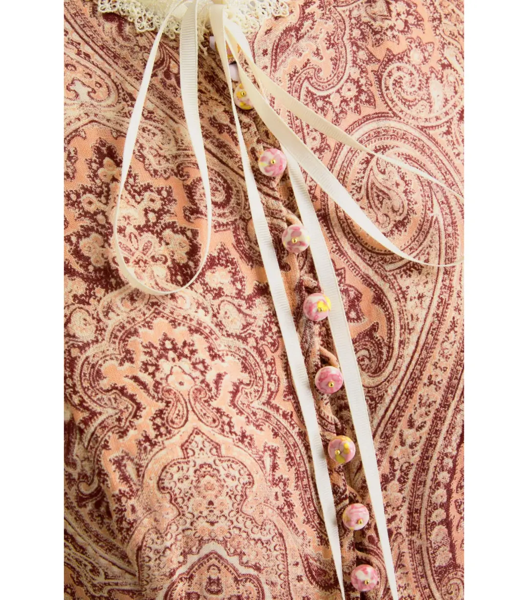  Zimmermann The Wonderland Frilled Midi Dress in Blush Paisley Size 4 / AU 16 for rent on The Volte - main image
